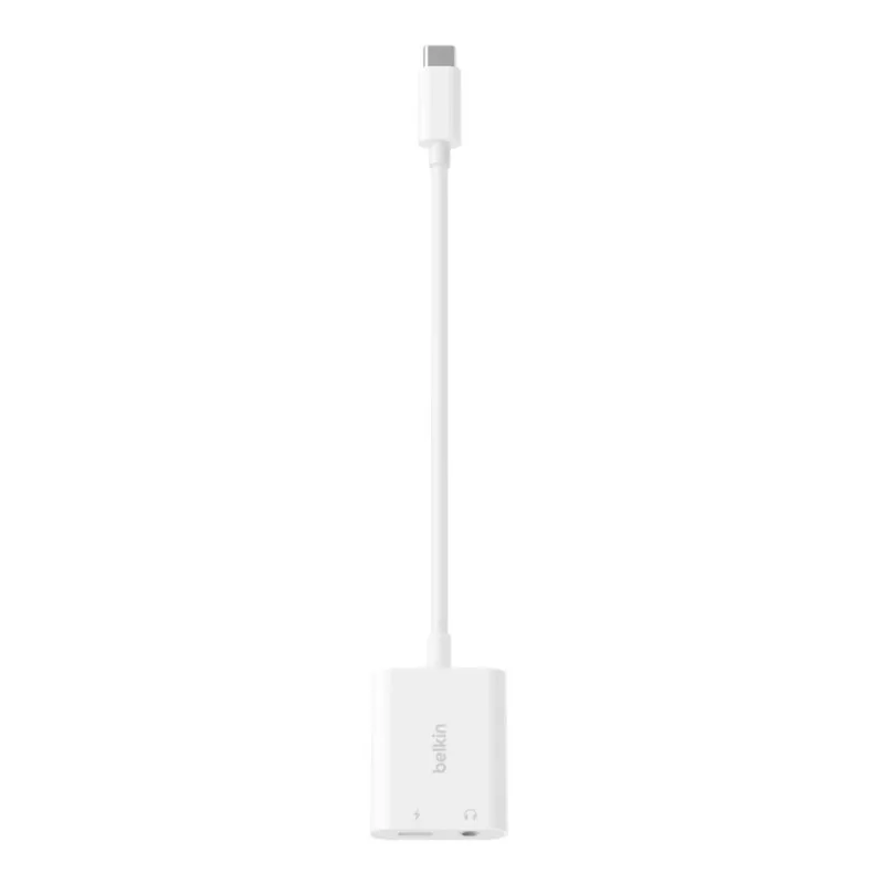 BELKIN Charge Adapter Rockstar 3.5mm Audio + USB-c Valge