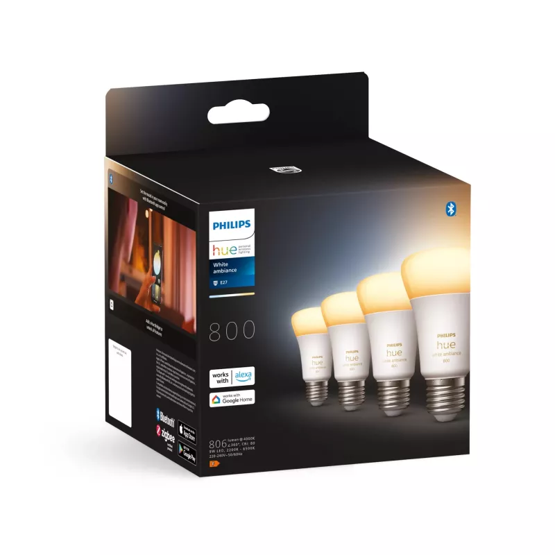Nutipirn Philips Hue Valge ambience 4-pakk E27 Bluetooth Zigbee