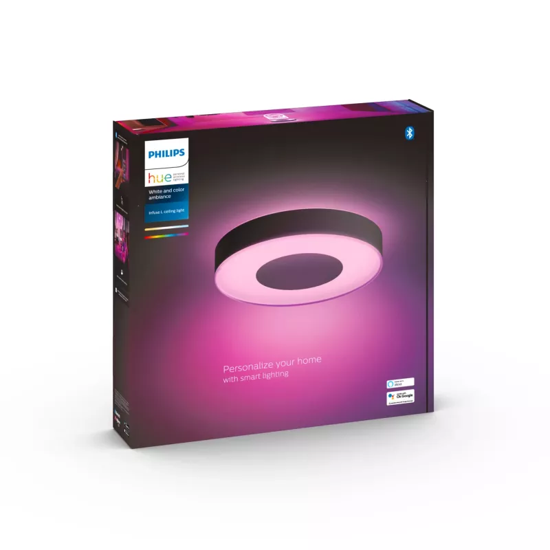 Nutikas laelamp Philips Hue Infuse suur must — valge ja värvilise valgusega, Bluetooth, Ø425×86 mm, 50–60 Hz