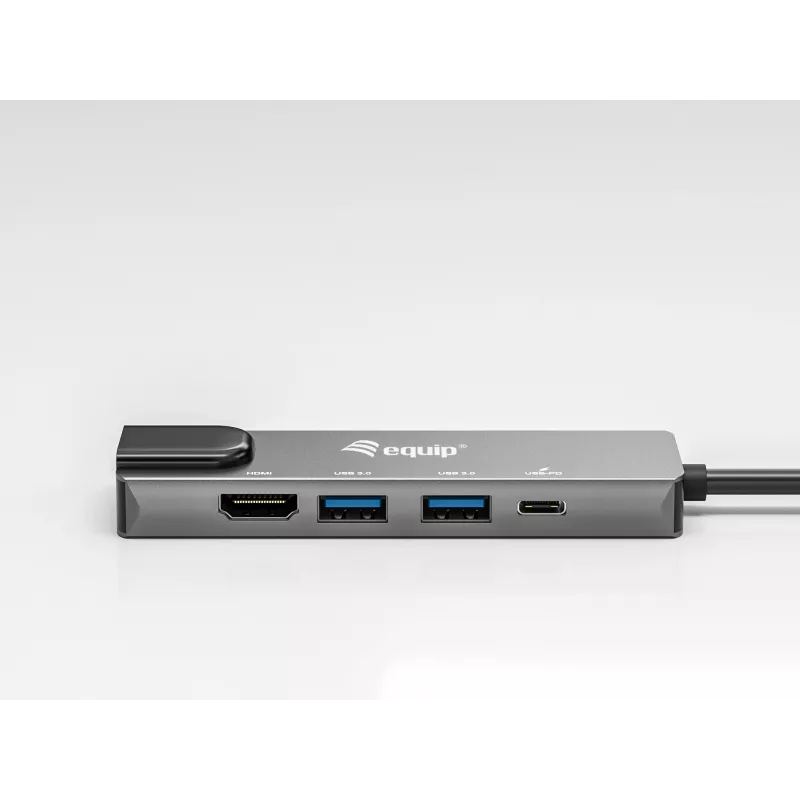 Equip USB-C 5 in1 multifunktsionaalne adapter, HDMI, Gigabit LAN, USB 3.2 GEN1, 100W USB PD