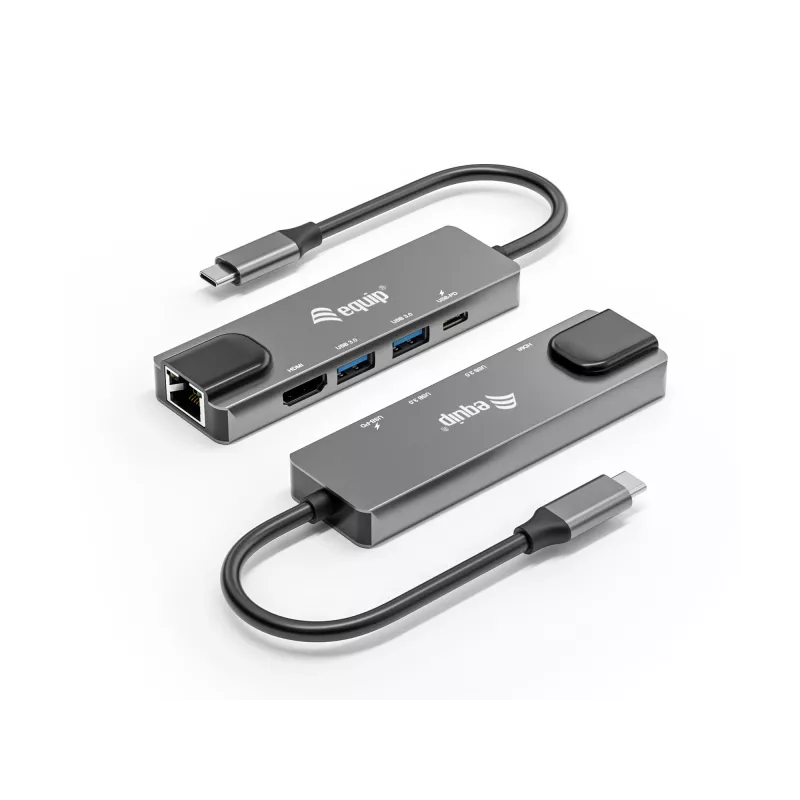 Equip USB-C 5 in1 multifunktsionaalne adapter, HDMI, Gigabit LAN, USB 3.2 GEN1, 100W USB PD