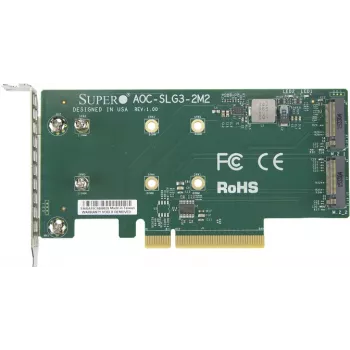 SUPERMICRO madala profiiliga PCI-e tõstekaart, toetab 2x M2 moodulit (aoc-slg3-2m2-o)