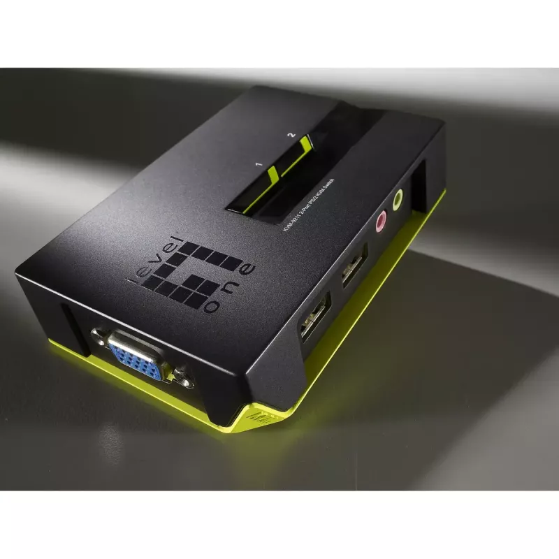 LevelOne 2-pordiline USB VGA KVM-lüliti, helitoega