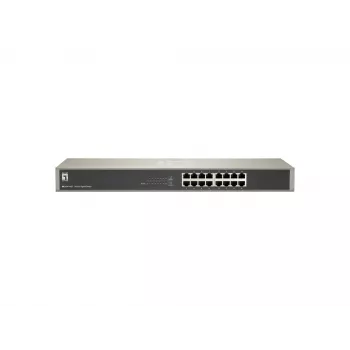 LevelOne 16-pordiline gigabit-kommutaator, haldamata, Gigabit Ethernet (10/100/1000), täisdupleks, riiulisse paigaldatav
