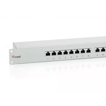 Equip 16-pordiline Cat.6 varjestatud jaotuspaneel, helehall, RJ-45, kuld, Cat6, riiulipaigaldus, 1U, hall