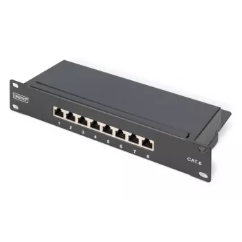 DIGITUS Paigalduspaneel CAT6 8-porti Varjestatud Must 10-tolline