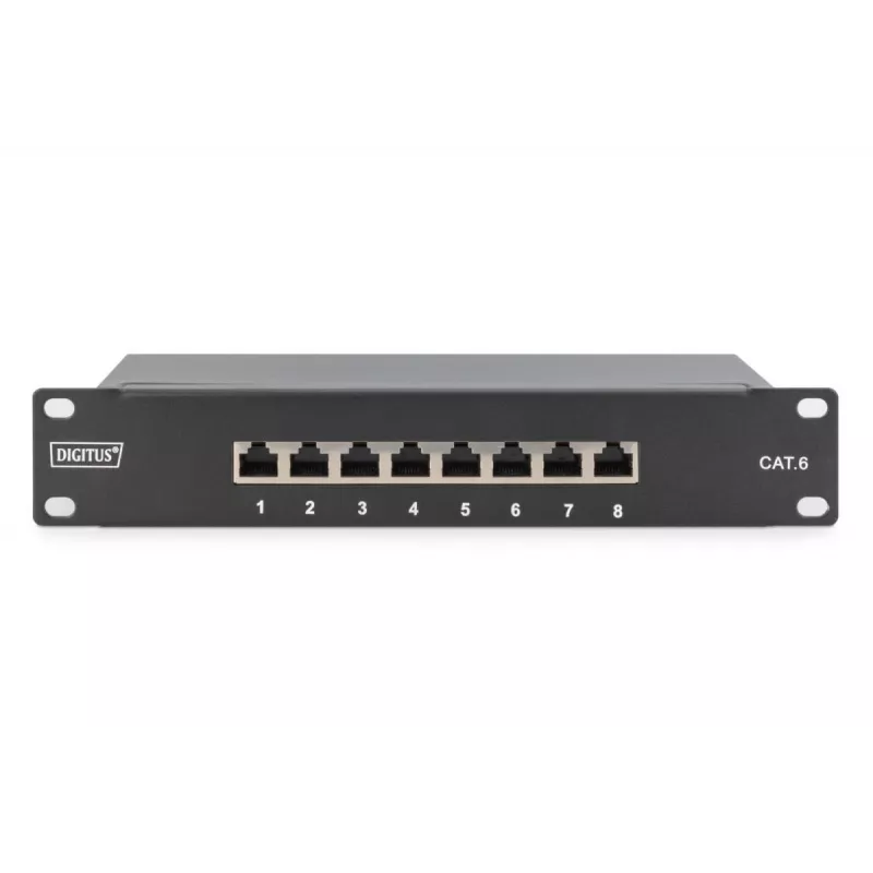 DIGITUS Paigalduspaneel CAT6 8-porti Varjestatud Must 10-tolline