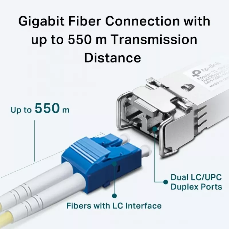TP-Link SFP 1000BASE-SX LC MiniGBIC Mm, fiiberoptiline, 1250 Mbit/s, mini-GBIC/SFP, LC (UPC), 50/125,62,5/125 µm, 550 m