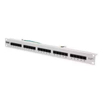 DIGITUS CAT 3 ISDN patch-paneel, varjestamata 25 pordiga RJ45, 8P4C, LSA, 1U, raami paigaldatav, värvus hall RAL 7035
