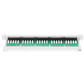 DIGITUS CAT 3 ISDN patch-paneel, varjestamata 25 pordiga RJ45, 8P4C, LSA, 1U, raami paigaldatav, värvus hall RAL 7035