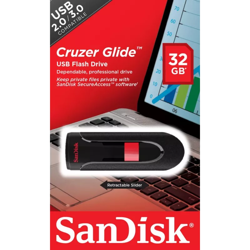 WESTERN DIGITAL SanDisk Cruzer Glide - 32 GB USB-mälupulk - USB 2.0