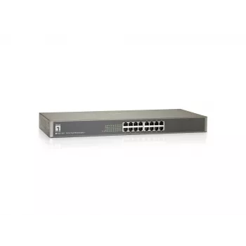 LevelOne 16-pordiline kiire Etherneti kommutaator, haldamata, kiire Ethernet (10/100), täisdupleks, riiulile paigaldatav