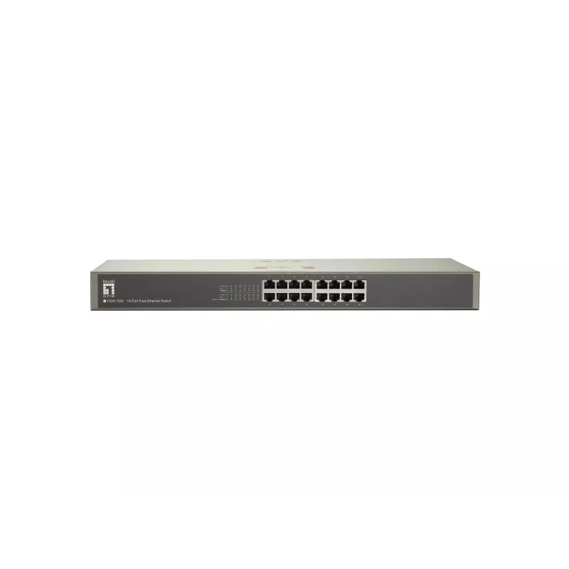 LevelOne 16-pordiline kiire Etherneti kommutaator, haldamata, kiire Ethernet (10/100), täisdupleks, riiulile paigaldatav