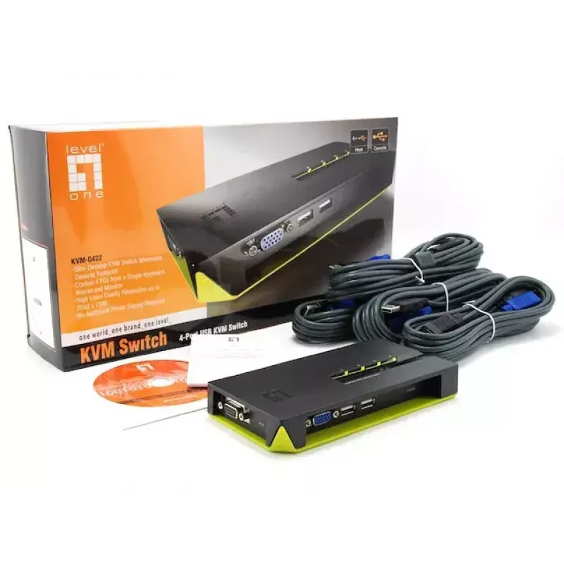 KVM-lüliti LevelOne 4-pordiline USB VGA KVM-0422