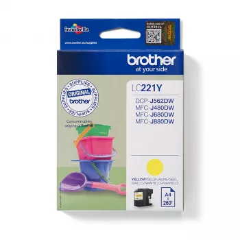 Brother LC221Y tindikassett, 1 tk Originaal kollane
