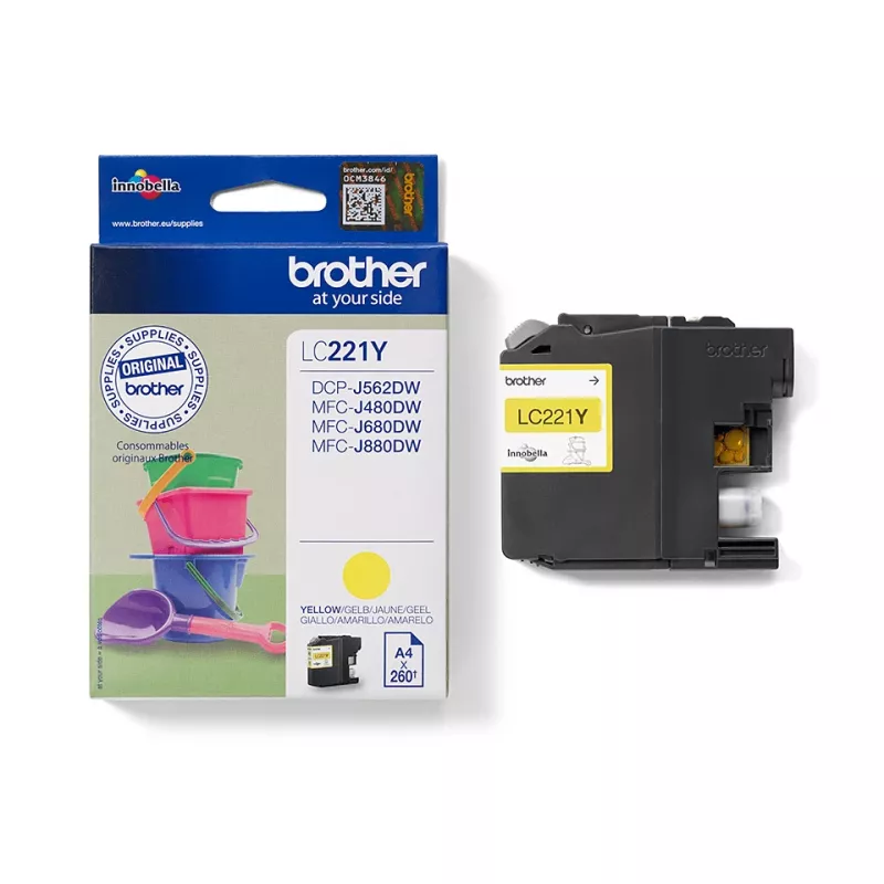 Brother LC221Y tindikassett, 1 tk Originaal kollane