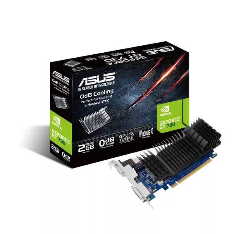 Videokaart ASUS GeForce GT 730, 2 GB GDDR5, 64-bit, PCIe 2.0, passiivjahutus