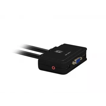 LevelOne 2-pordiline USB VGA kaabliga KVM-lüliti, helitugi, 2048 x 1536 pikslit, must