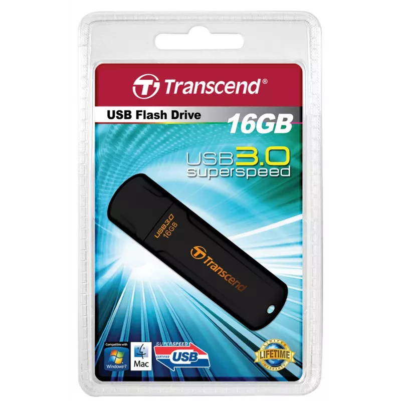 TRANSCEND Jetflash 700 - 16GB USB-mälupulk - USB 3.0 - Must