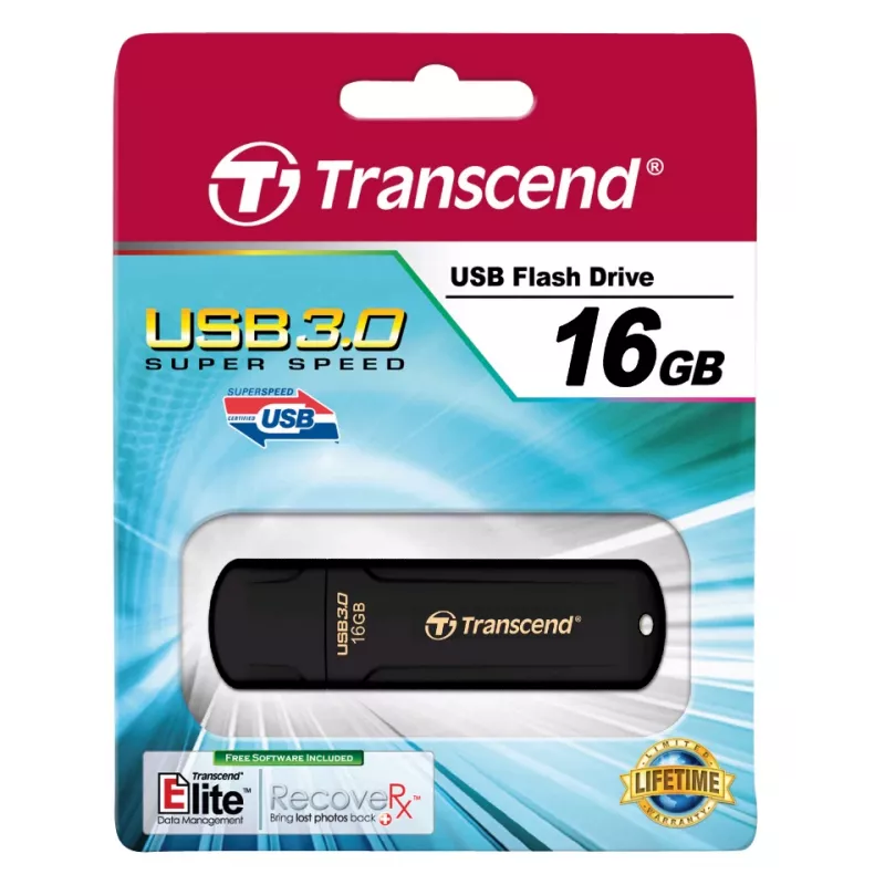 TRANSCEND Jetflash 700 - 16GB USB-mälupulk - USB 3.0 - Must