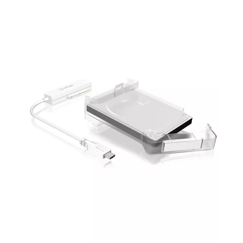 ICY BOX IB-AC703-C HDD/SSD-korpus Läbipaistev, Valge 2,5 tolli