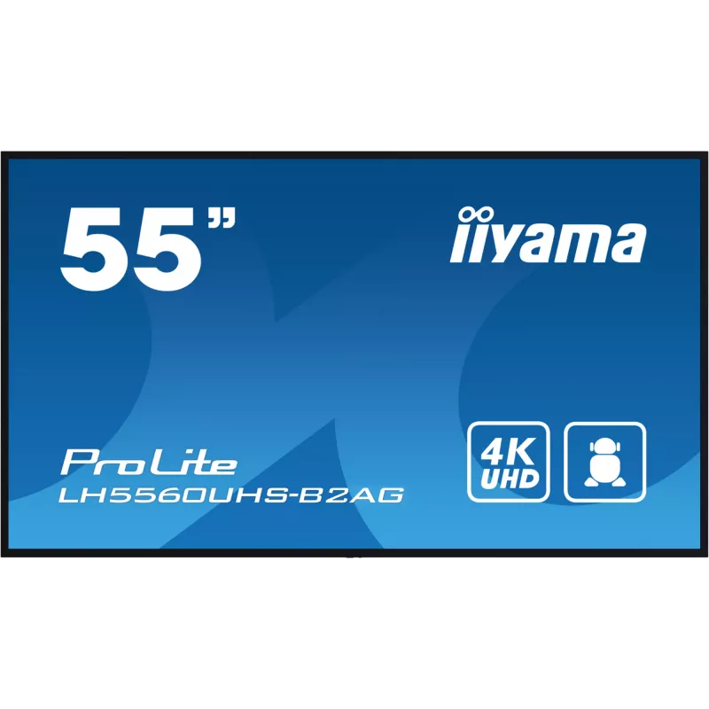 iiyama LH5560UHS-B2AG Signage-ekraan digitaalne tahvel 138.7 cm (54.6 tolli) LED Wi-Fi 500 cd/m² 4K Ultra HD Must sisseehitatud protsessor Android 11 24/7