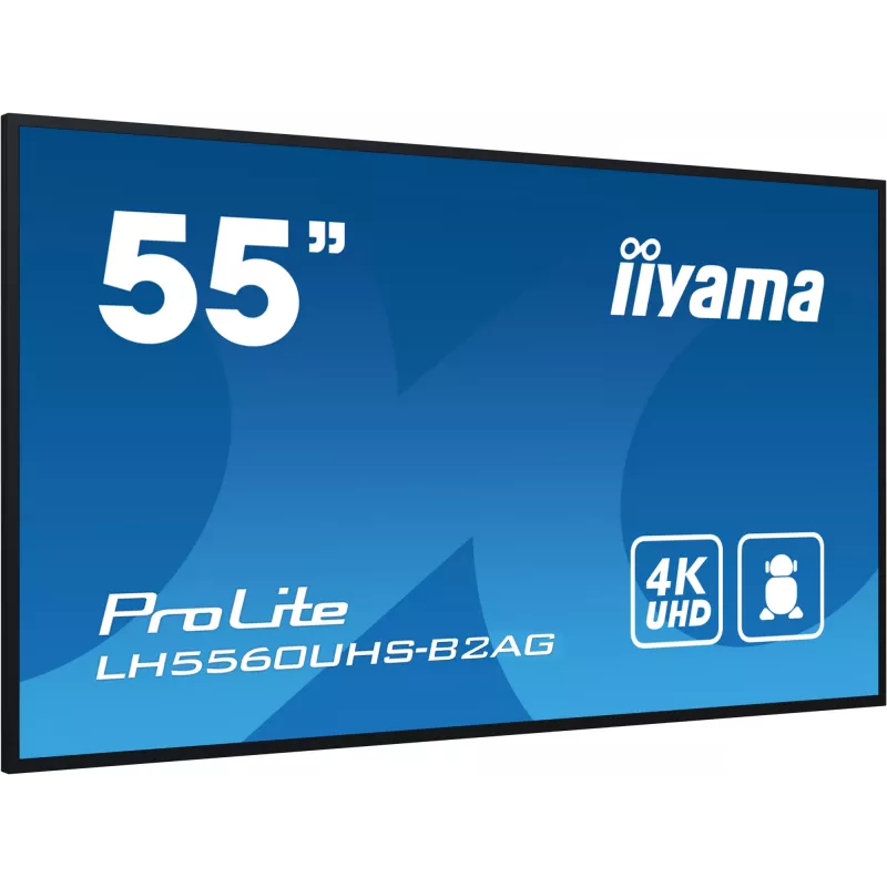 iiyama LH5560UHS-B2AG Signage-ekraan digitaalne tahvel 138.7 cm (54.6 tolli) LED Wi-Fi 500 cd/m² 4K Ultra HD Must sisseehitatud protsessor Android 11 24/7