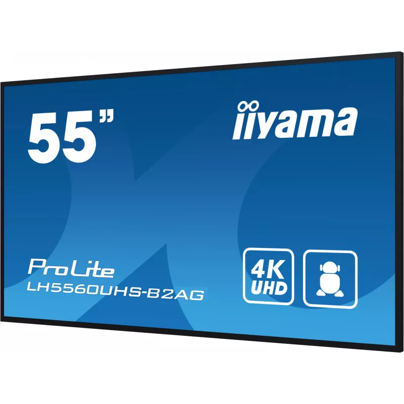 iiyama LH5560UHS-B2AG Signage-ekraan digitaalne tahvel 138.7 cm (54.6 tolli) LED Wi-Fi 500 cd/m² 4K Ultra HD Must sisseehitatud protsessor Android 11 24/7
