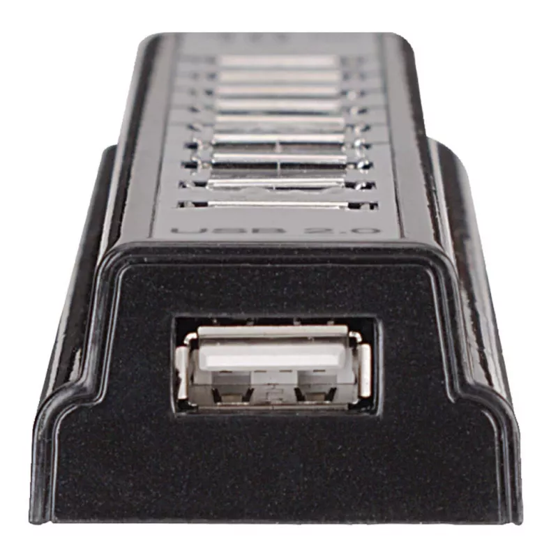 Manhattan USB-A 10 pordiga lauajaotur, 10x USB-A porti, 480 Mbps (USB 2.0), toitega USB või välise toiteallika kaudu (ei kuulu komplekti) ühendatud seadmete suurema võimsuse tagamiseks