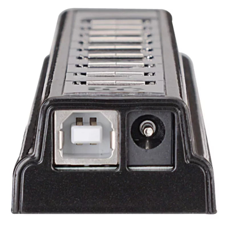 Manhattan USB-A 10 pordiga lauajaotur, 10x USB-A porti, 480 Mbps (USB 2.0), toitega USB või välise toiteallika kaudu (ei kuulu komplekti) ühendatud seadmete suurema võimsuse tagamiseks