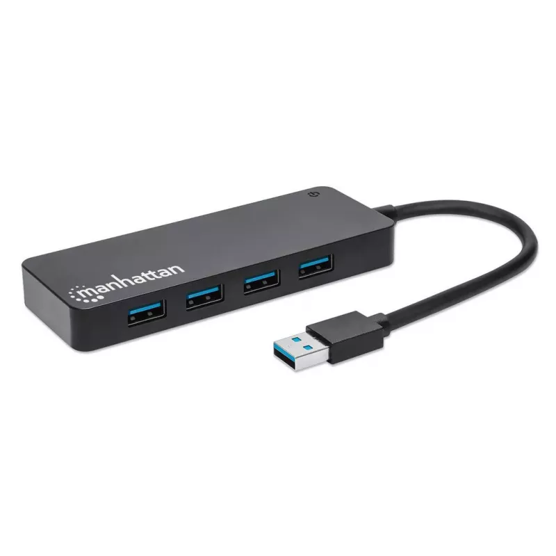 Manhattan USB-A 4-pordiline jaotur, 4x USB-A porti, 5 Gbps (USB 3.2 Gen1 ehk USB 3.0), USB-toitega (välist toiteallikat pole vaja), samaväärne mudelitega ST4300PBU3 ja ST4300MINU3B