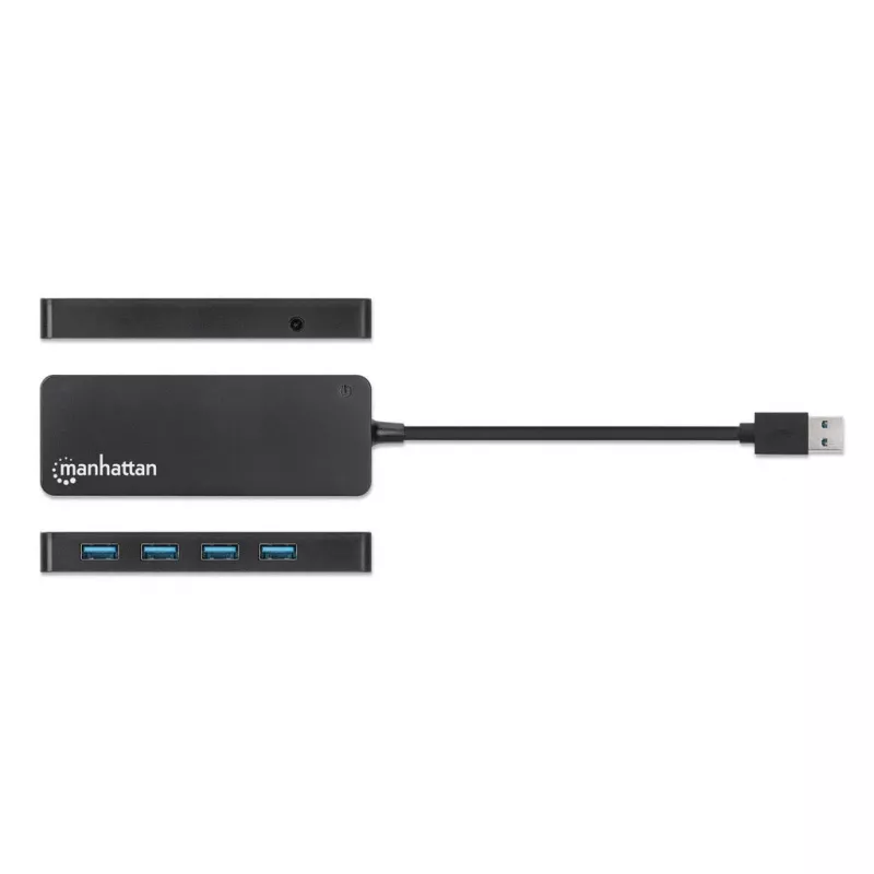 Manhattan USB-A 4-pordiline jaotur, 4x USB-A porti, 5 Gbps (USB 3.2 Gen1 ehk USB 3.0), USB-toitega (välist toiteallikat pole vaja), samaväärne mudelitega ST4300PBU3 ja ST4300MINU3B