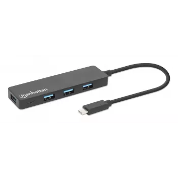 Manhattan USB-C dokk/jaotur, pordid (4): USB-A (x4), 5 Gbps (USB 3.2 Gen1 ehk USB 3.0), USB-toitega (välist toiteplokki pole vaja), võrdväärne mudeliga HB30CM4AB