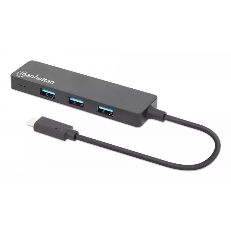 Manhattan USB-C dokk/jaotur, pordid (4): USB-A (x4), 5 Gbps (USB 3.2 Gen1 ehk USB 3.0), USB-toitega (välist toiteplokki pole vaja), võrdväärne mudeliga HB30CM4AB