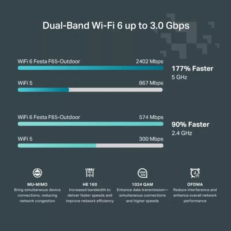 TP-Link Festa F65-Outdoor 3000 Mbit/s valge toitega Etherneti kaudu (PoE)