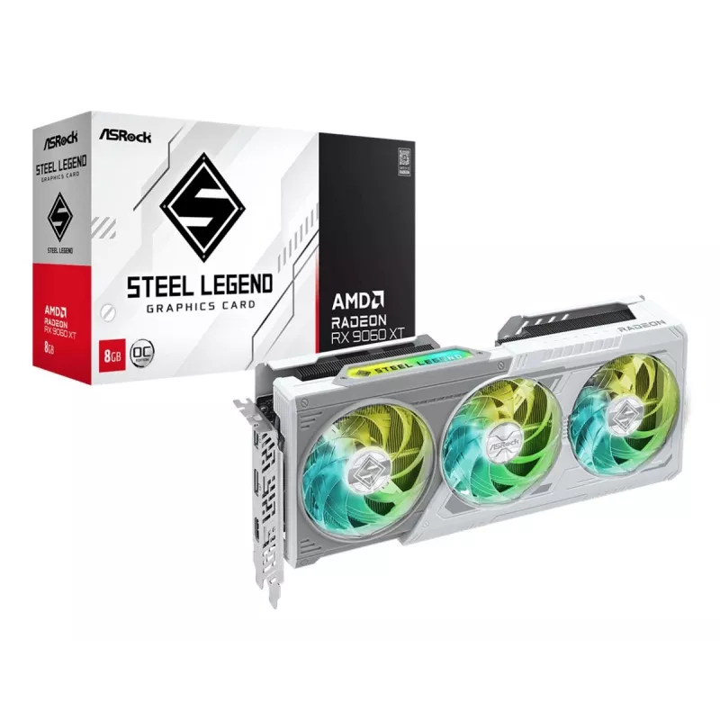 ASRock Graafikakaart AMD Radeon Rx 9060 Xt Steel Legend 8GB Oc 8GB GDDR6 1 X HDMI 2.1b 2x DisplayPort 2.1a