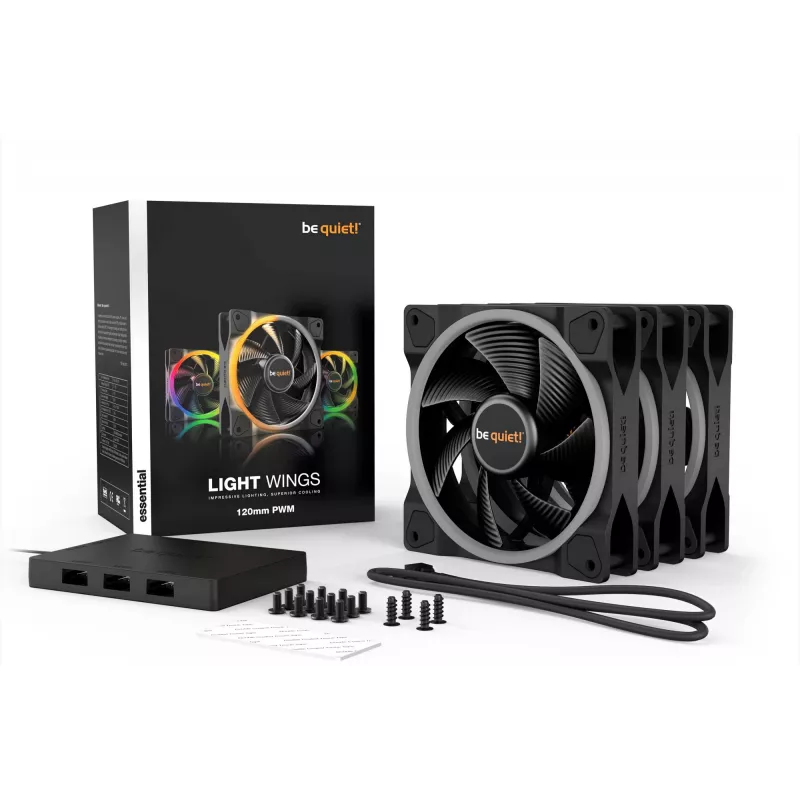 be quiet Light Wings 120mm ARGB PWM ventilaator must 3 tk pakend