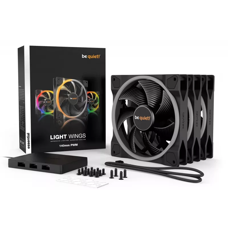 be quiet Light Wings 140mm ARGB PWM ventilaator must 3 komplekt