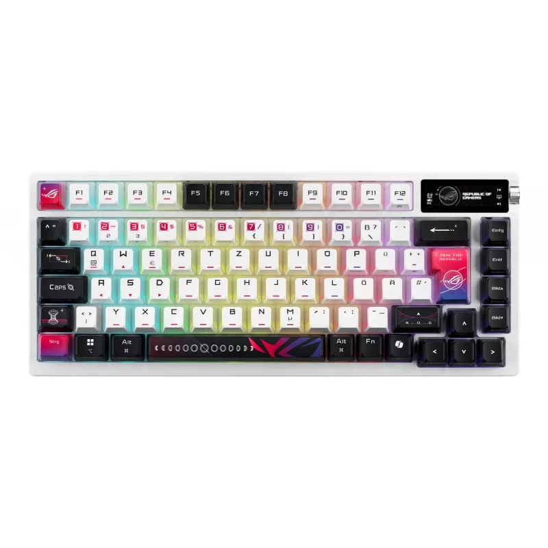 ASUS ROG Azoth X klaviatuur Gaming USB + RF juhtmevaba + Bluetooth QWERTZ Valge