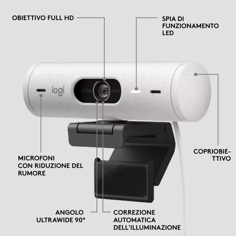 Veebikaamera Logitech Brio 500 Full HD 4MP USB-C Valge