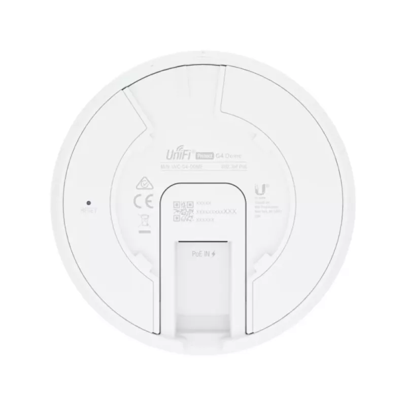 IP-valvekaamera UBIQUITI UVC‑G4‑DOME — kupliga, laekinnitus, juhtmega, 5 MP (2688x1512), 86° horisontaalne, sise-/väliskasutus, valge