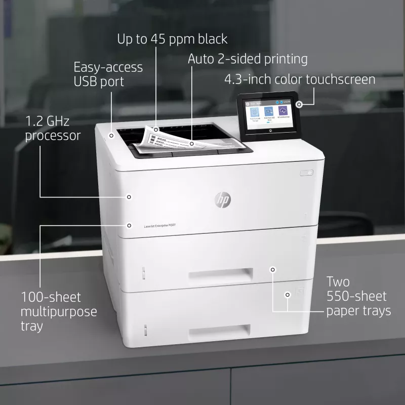 HP LaserJet Enterprise M507x, Laser, 1200 x 1200 DPI, A4, 43 ppm, Duplekstrükk, võrguvalmis