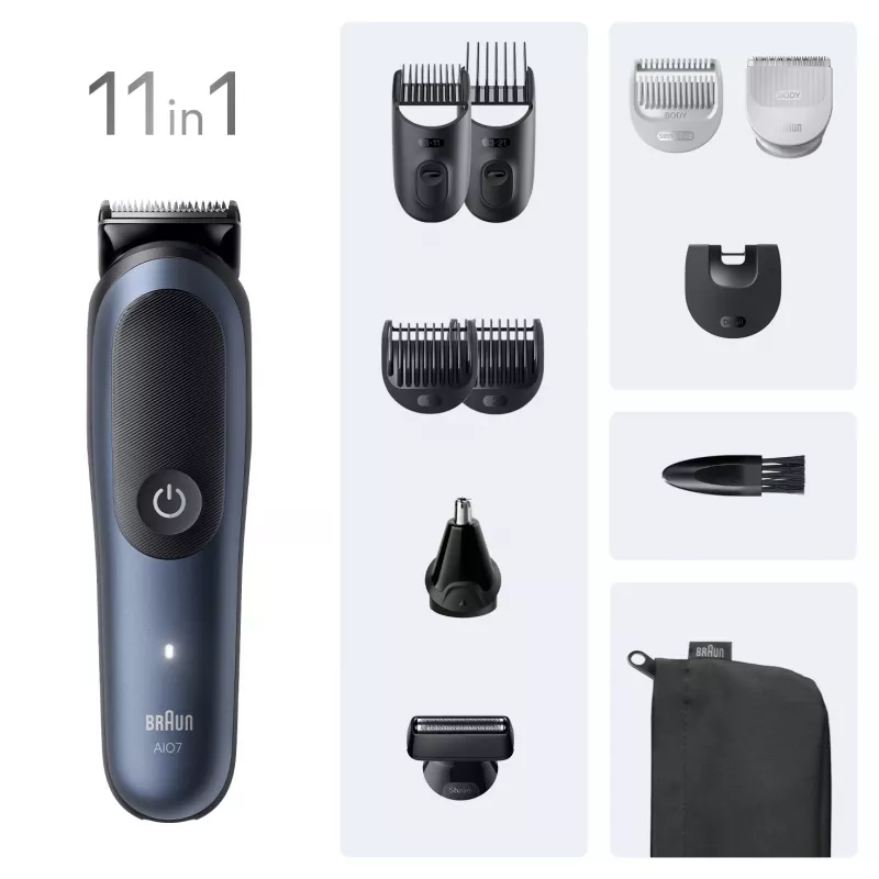 Juukse- ja habemeajamismasin Braun AIO7540 Must Sinine Liitiumioon 120 min