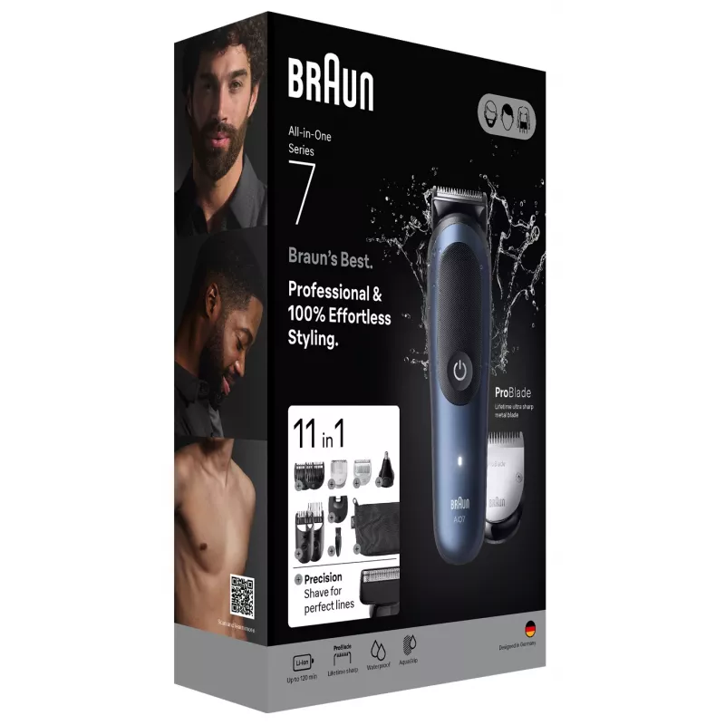 Juukse- ja habemeajamismasin Braun AIO7540 Must Sinine Liitiumioon 120 min