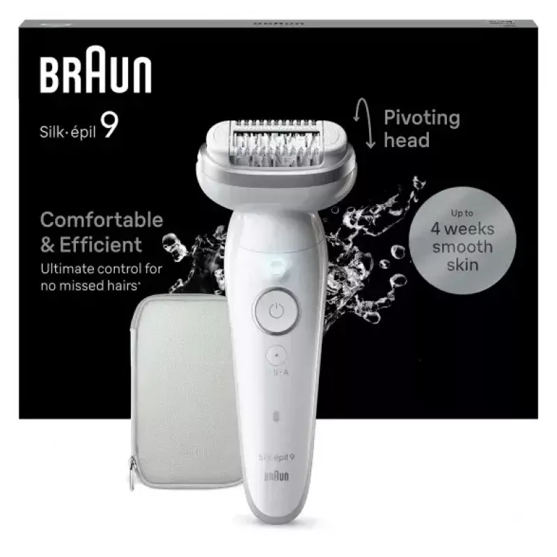 Epilaator BRAUN 9-011 3D Silk-epil 9 Flex Wet & Dry — 40 pintsetid, aku, massaaž, valge/hall