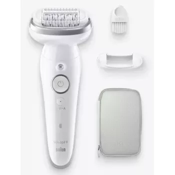 Epilaator BRAUN 9-011 3D Silk-epil 9 Flex Wet & Dry — 40 pintsetid, aku, massaaž, valge/hall