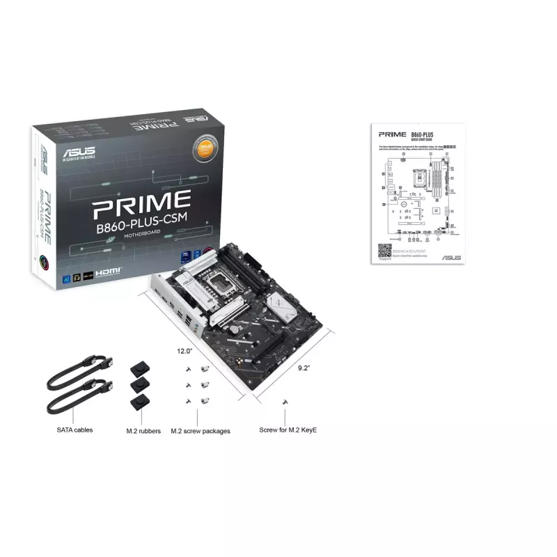 Emaplaat ASUS PRIME B860-PLUS-CSM ATX Intel B860 LGA 1851 DDR5, 4× DIMM, 256 GB, 2.5 Gb LAN, 3× M.2, USB-C