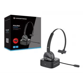 Conceptronic POLONA juhtmeta Bluetooth-peakomplekt laadimisdokiga