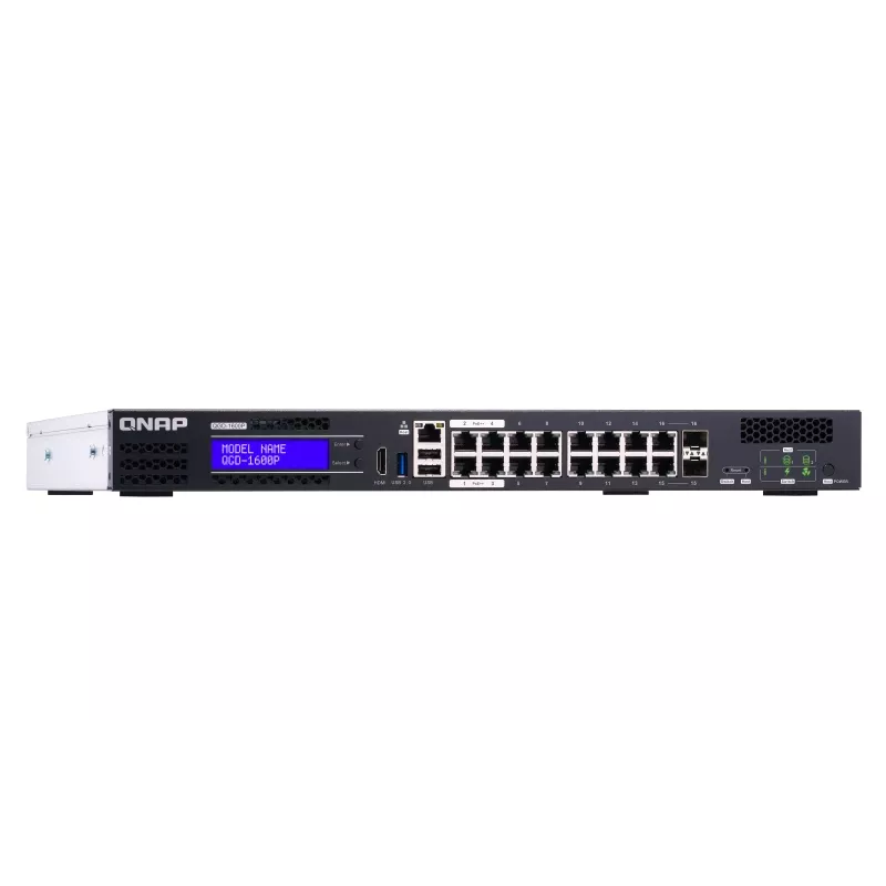 QNAP QGD-1600P Hallatav Gigabit Ethernet (10/100/1000) Toite Etherneti (PoE) kaudu 1U Must, Hall