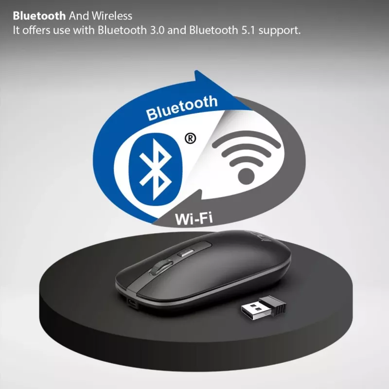 INCA juhtmevaba hiir Iwm-531ra - Bluetooth ja RF juhtmevaba 2,4 GHz - 1600 dpi - must/hõbedane